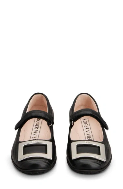 Roger Vivier Low Mary Jane Ballerinas In Leather In Black