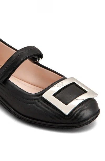 Roger Vivier Low Mary Jane Ballerinas In Leather In Black
