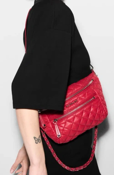 Mz Wallace Small Crosby Quilted Nylon Convertible Sling Bag In Red