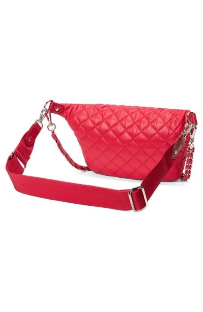 Mz Wallace Small Crosby Quilted Nylon Convertible Sling Bag In Red