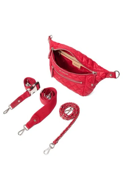 Mz Wallace Small Crosby Quilted Nylon Convertible Sling Bag In Red