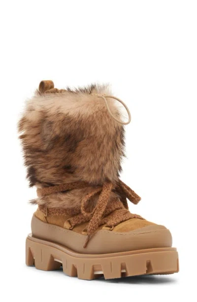 Moncler Peak Apres Suede And Shearling Ankle Boots In Orange
