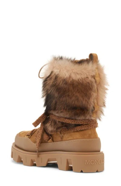 Moncler Peak Apres Suede And Shearling Ankle Boots In Orange