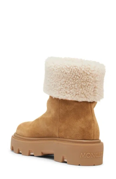 Moncler Aurea Suede And Shearling Mid Ankle Boots In Multi