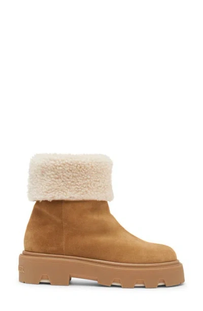 Moncler Aurea Suede And Shearling Mid Ankle Boots In Multi