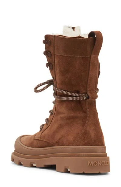 Moncler Vera High Shearling-trimmed Suede Mid-calf Boots In Multi