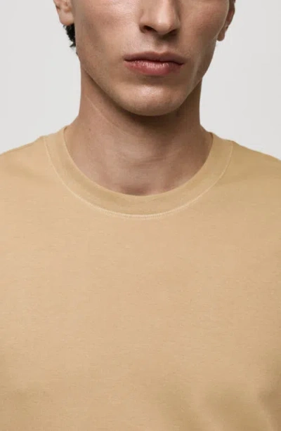 Mango Regular Fit Medium Weight Cotton T-shirt In Brown