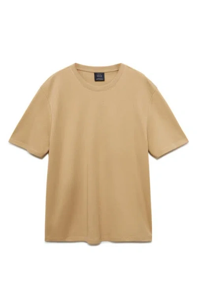 Mango Regular Fit Medium Weight Cotton T-shirt In Brown