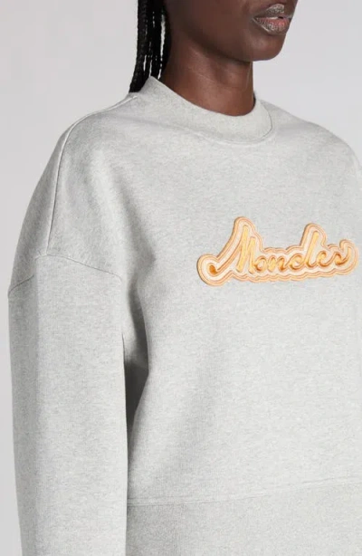 Moncler Logo Patch Crewneck Sweatshirt In Gray