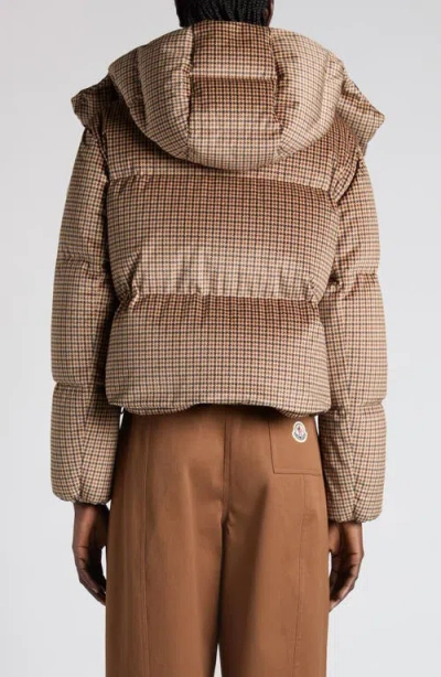 Moncler Embroidered Polyester Quierzy Down Jacket In Brown