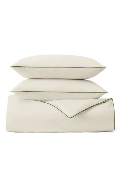Boll & Branch Signature Piped Edge Duvet Set In White