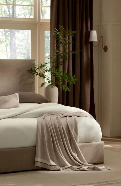 Boll & Branch Court Knit Throw Blanket In Brown