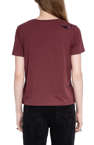 Zadig & Voltaire Alys Hc Embroidery Wings Top In Burgundy