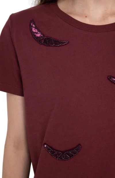 Zadig & Voltaire Alys Hc Embroidery Wings Top In Burgundy