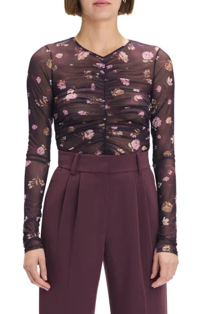 Favorite Daughter Whimsical Monet Mesh Party Top In Black