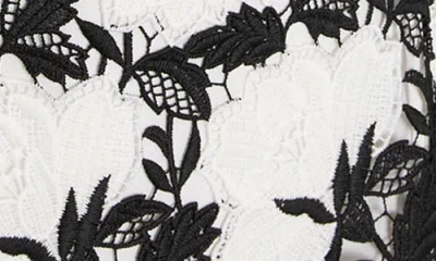 Milly Paloma Two Tone Lace Midi Dress Short Sleeve Top In Black