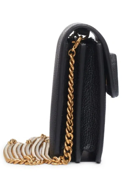 Valentino Garavani Vlogo Signature Grainy Calfskin Wallet With Chain Woman Black Uni In Black