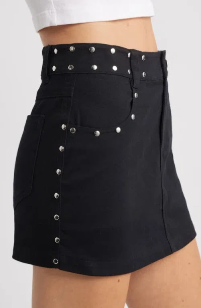 Bp. Stud Denim Miniskirt In Black