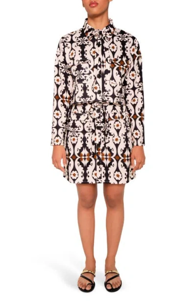 The Lulo Project Coco Paisley Stretch Cotton Miniskirt In Multi