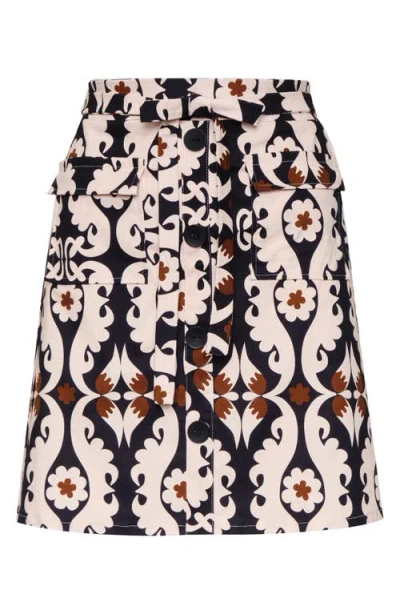 The Lulo Project Coco Paisley Stretch Cotton Miniskirt In Multi