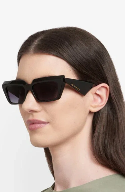 Etro 55mm Rectangular Sunglasses In Black