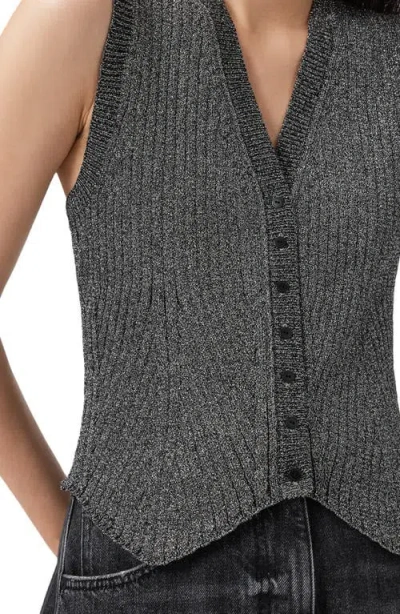 Allsaints Cruz Shine Knit Waistcoast In Black