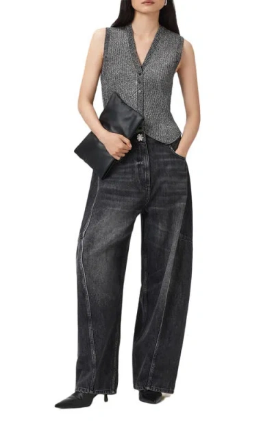 Allsaints Cruz Shine Knit Waistcoast In Black