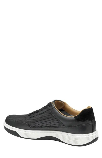 Johnston & Murphy Dawson Perforated Leather Sneaker In Black