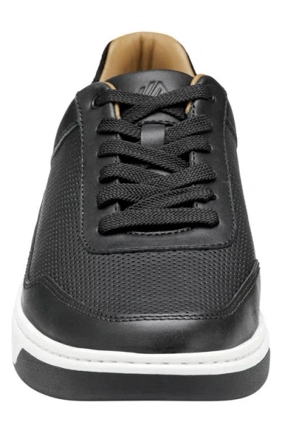 Johnston & Murphy Dawson Perforated Leather Sneaker In Black