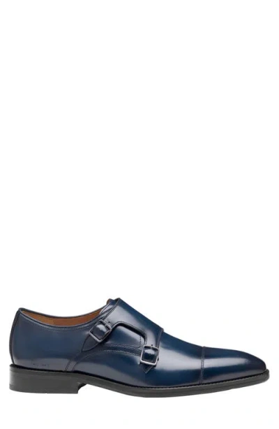 Johnston & Murphy Men's Sullivan Double Buckle Cap Toe Shoe In Blue