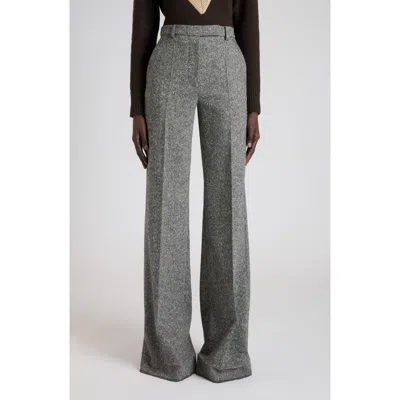 Valentino Wool Woven Flare Pants In Gray