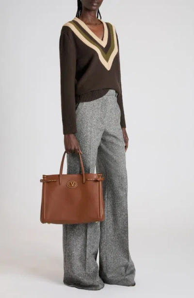 Valentino Wool Woven Flare Pants In Gray