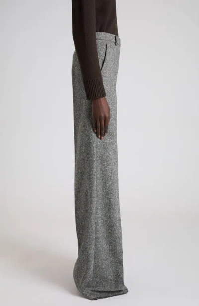 Valentino Wool Woven Flare Pants In Gray