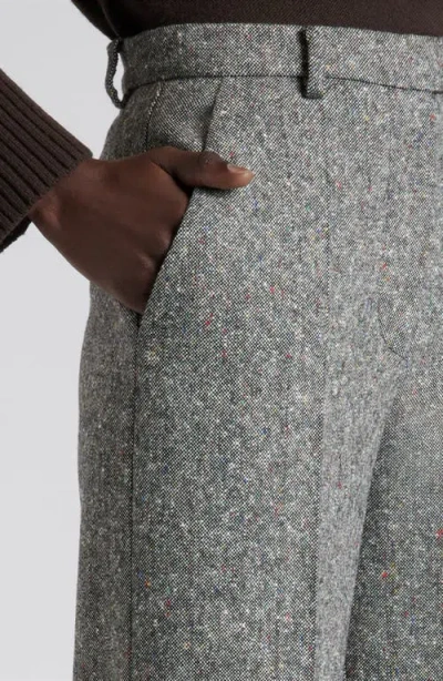 Valentino Wool Woven Flare Pants In Gray