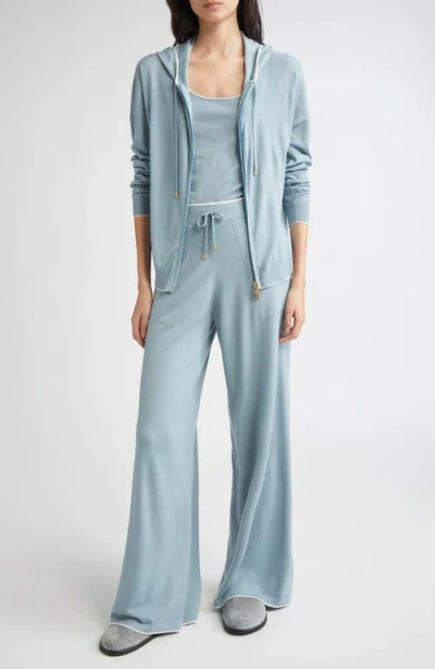 Eleventy Merino Wool Zip Hoodie In Blue