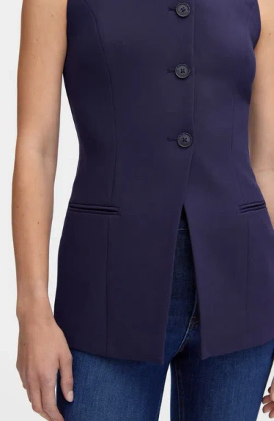Aligne Leo Collarless Vest In Blue