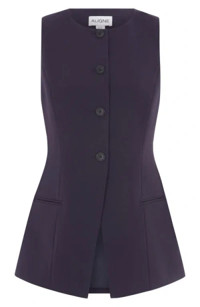 Aligne Leo Collarless Vest In Blue