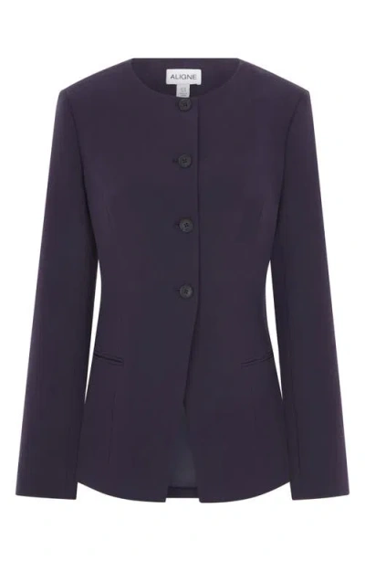 Aligne Daphne Collarless Jacket In Blue