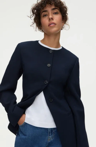 Aligne Daphne Collarless Jacket In Blue