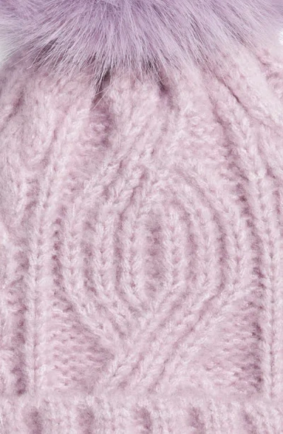 Treasure & Bond Cable Stitch Pom Beanie In Purple