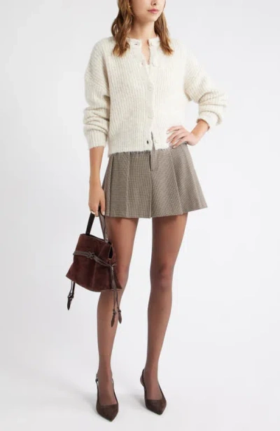 Open Edit Fuzzy Crewneck Cardigan In White