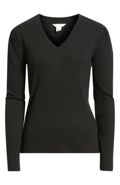 Caslonr Caslon(r) Long Sleeve Rib T-shirt In Black