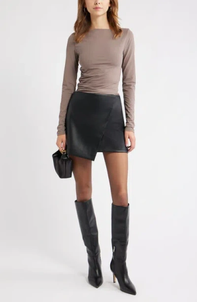 Open Edit Ruched Side Top In Gray