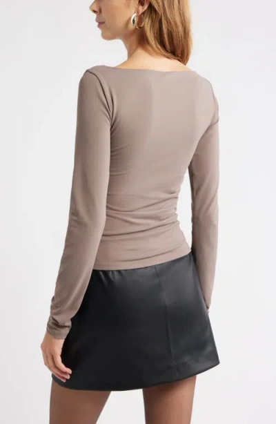 Open Edit Ruched Side Top In Gray