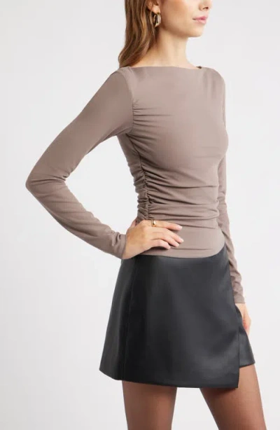 Open Edit Ruched Side Top In Gray