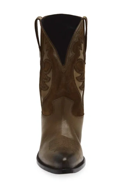 Golden Goose Two-tone Western Style Boots With Stitching Embellishments In Animal Print