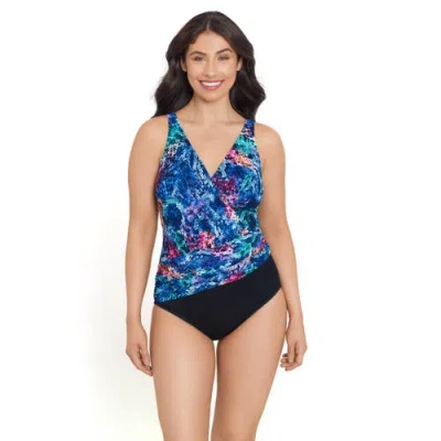 Trimshaper Addison Surplice One-piece Swimsuit In Multi