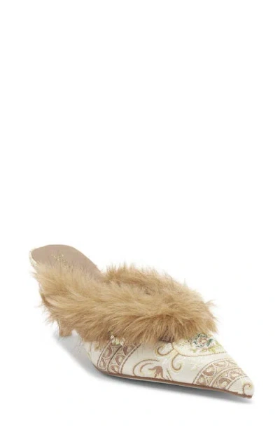 Jeffrey Campbell Rocaille Faux Fur Mule In Neutral