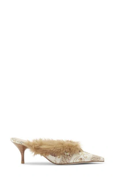 Jeffrey Campbell Rocaille Faux Fur Mule In Neutral