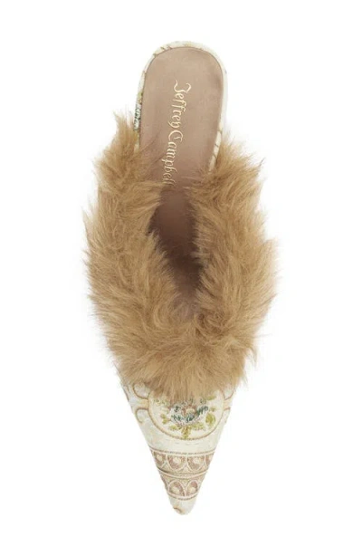 Jeffrey Campbell Rocaille Faux Fur Mule In Neutral